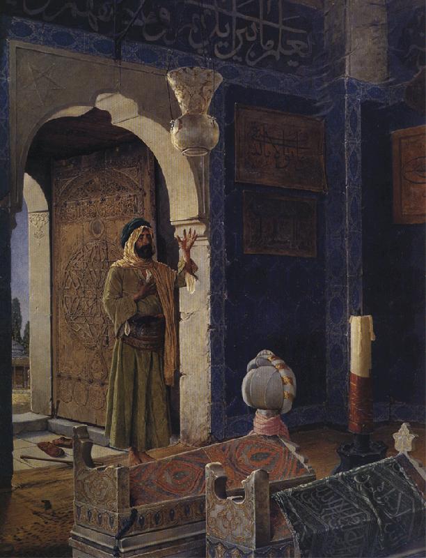 Osman Hamdy Bey Old Man in front of a Child's Tomb. oil painting image